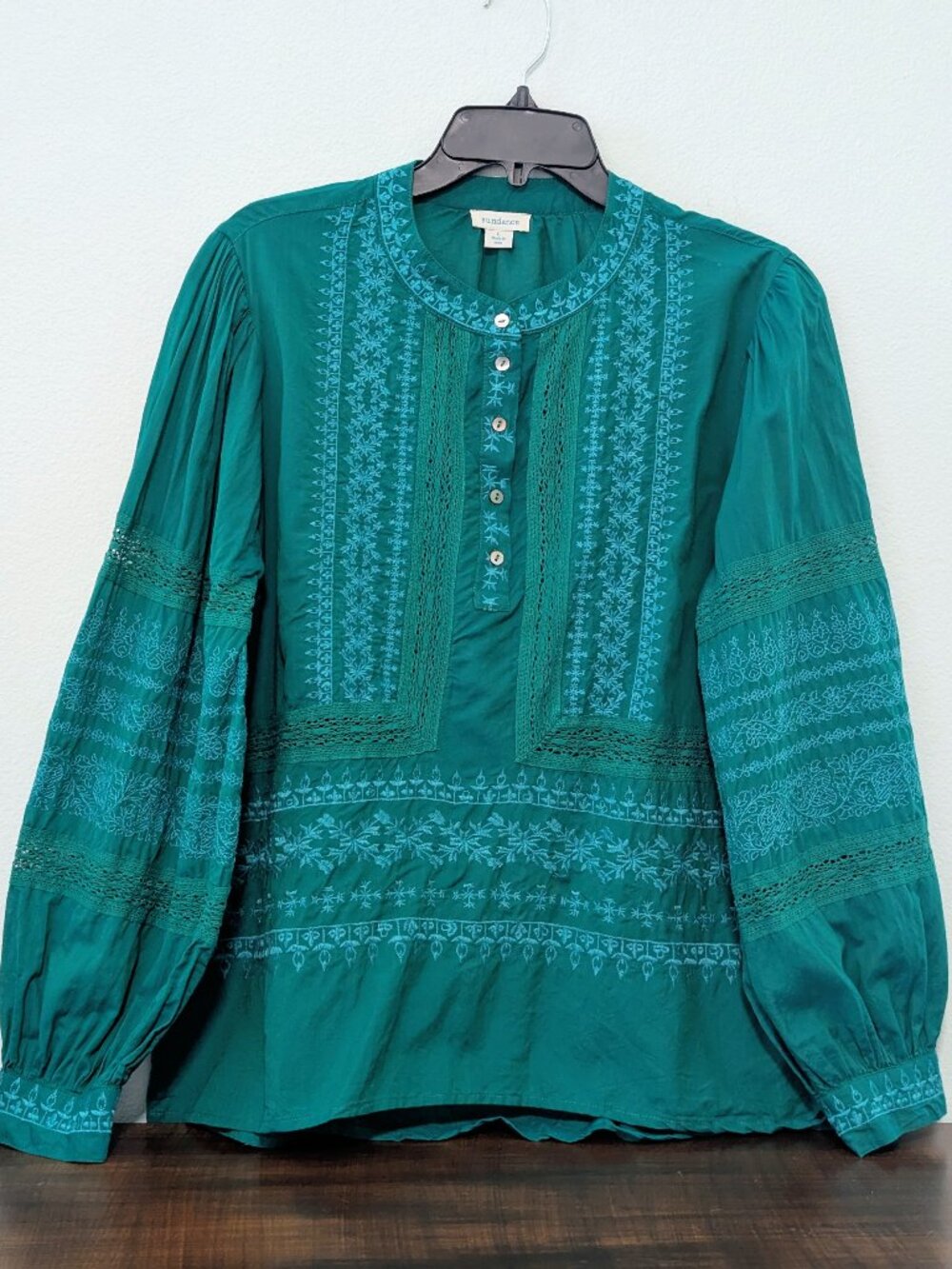 Sundance Embroidered Peasant Blouse - Size Large